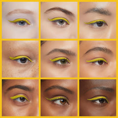 DekRion liquid eyeliner yellow swatch displays vibrant waterproof color