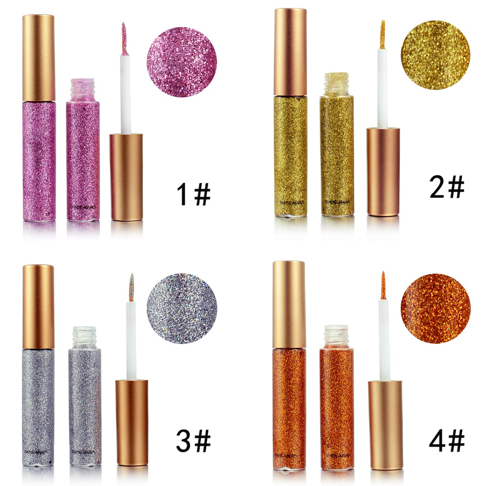 DekRion purple glitter eyeliner creates dramatic evening accents