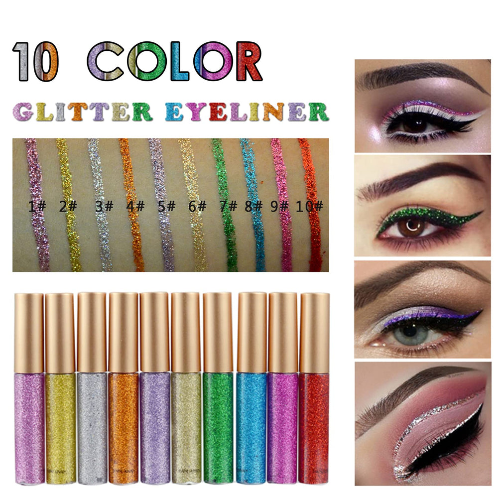 DekRion silver glitter eyeliner with reflective shine and waterproof wear