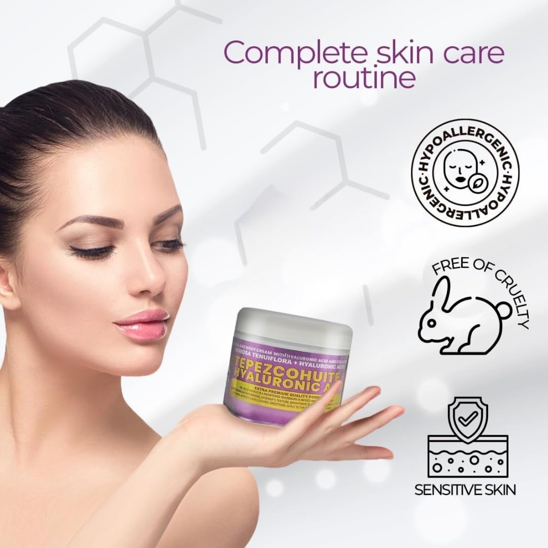 Ingredients panel of Del Indio Papago Tepezcohuite Day Cream with Hyaluronic Acid.