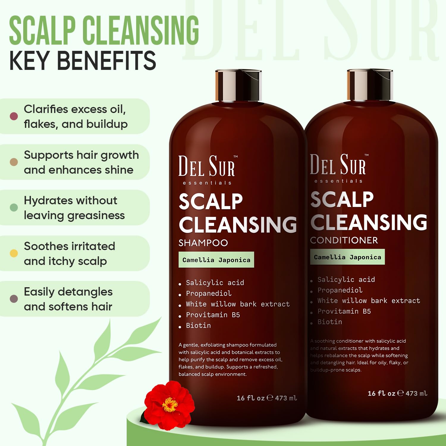 DEL SUR lightweight conditioner bottle demonstrates light hydration for smooth balanced hair