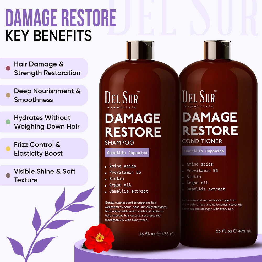 DEL SUR Hair Repair Conditioner bottle highlighting Argan Oil for detangling and softer hair