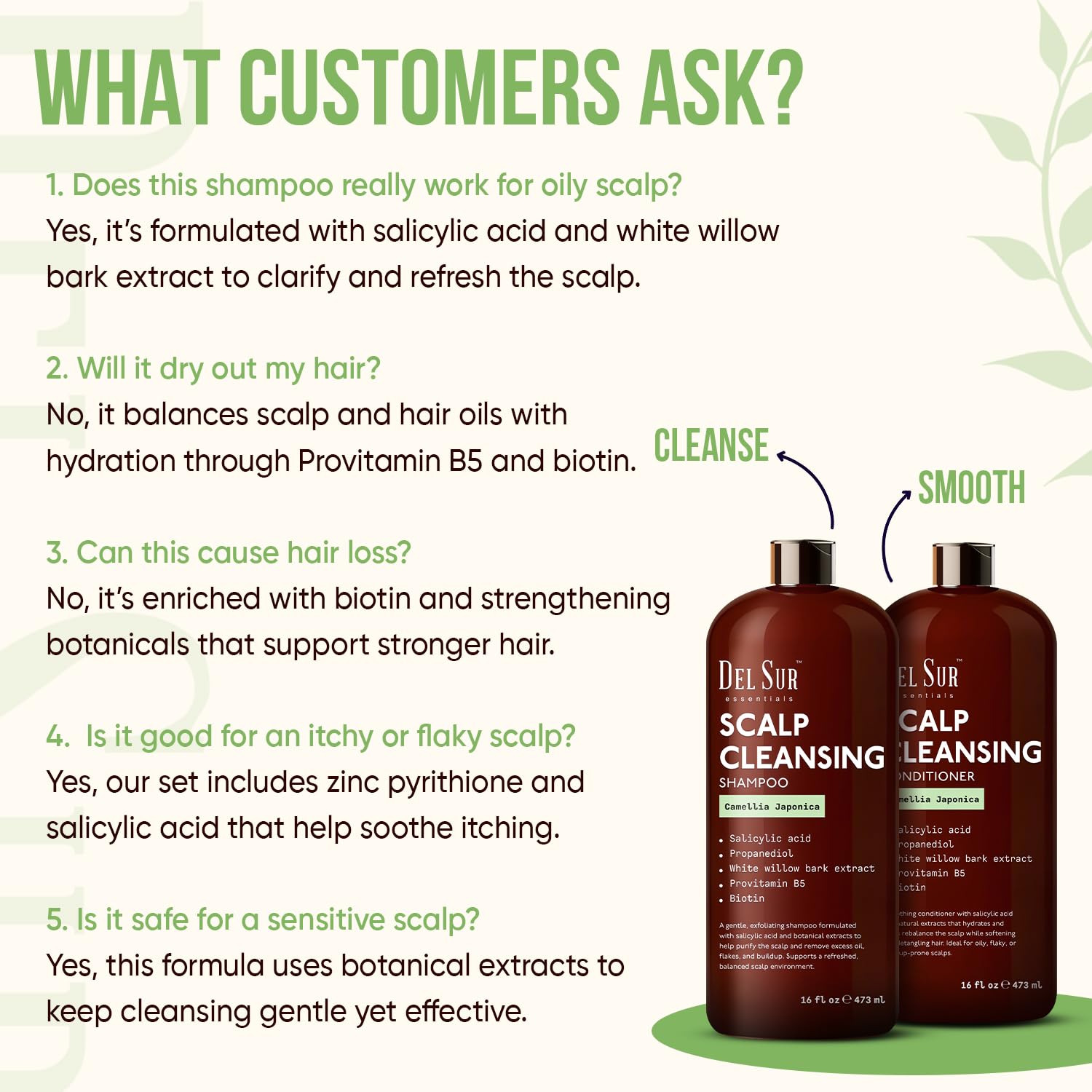 DEL SUR scalp clarity close up showing soothed balanced scalp after use