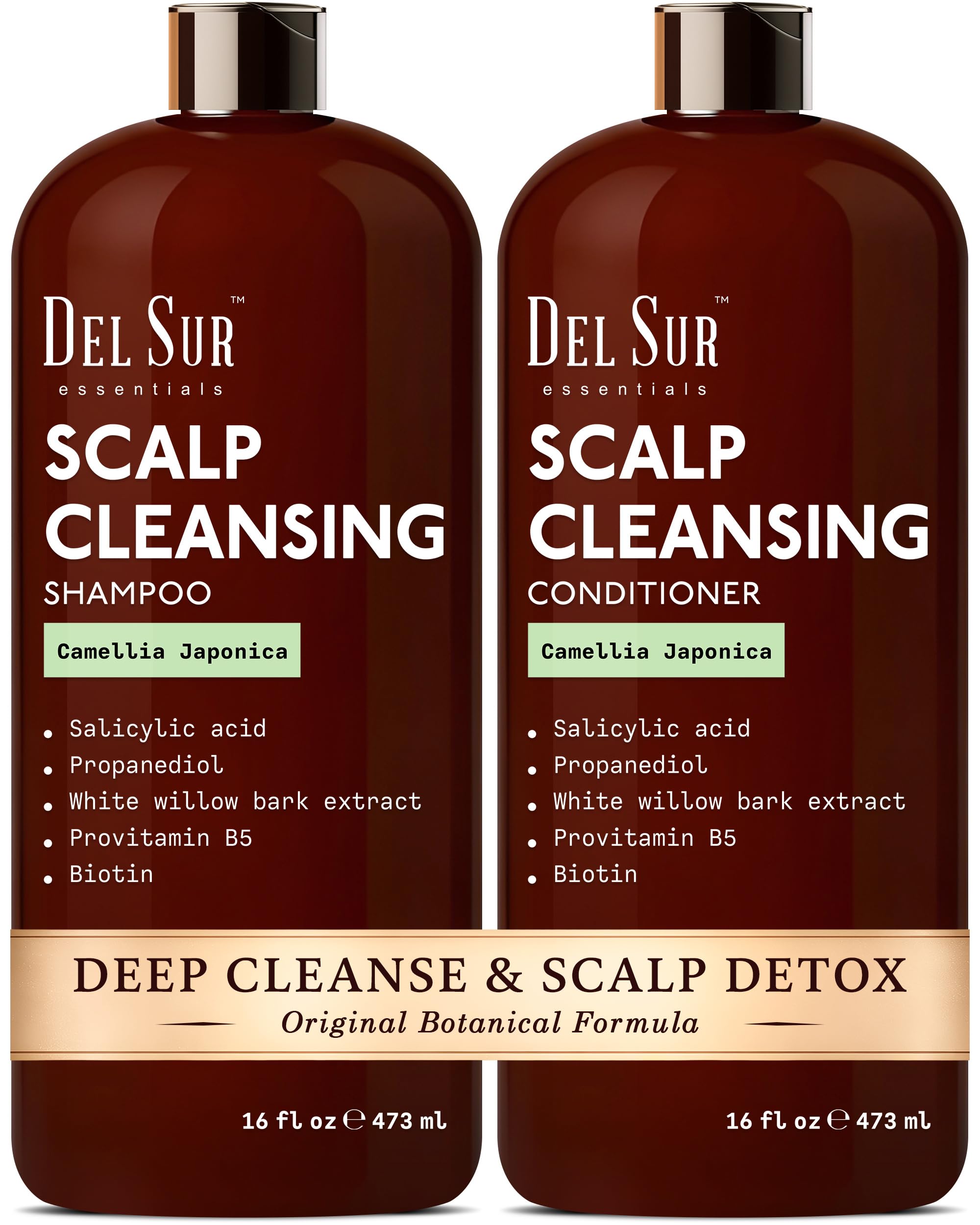DEL SUR scalp cleansing shampoo bottle shows oil-control cleansing for a refreshed scalp