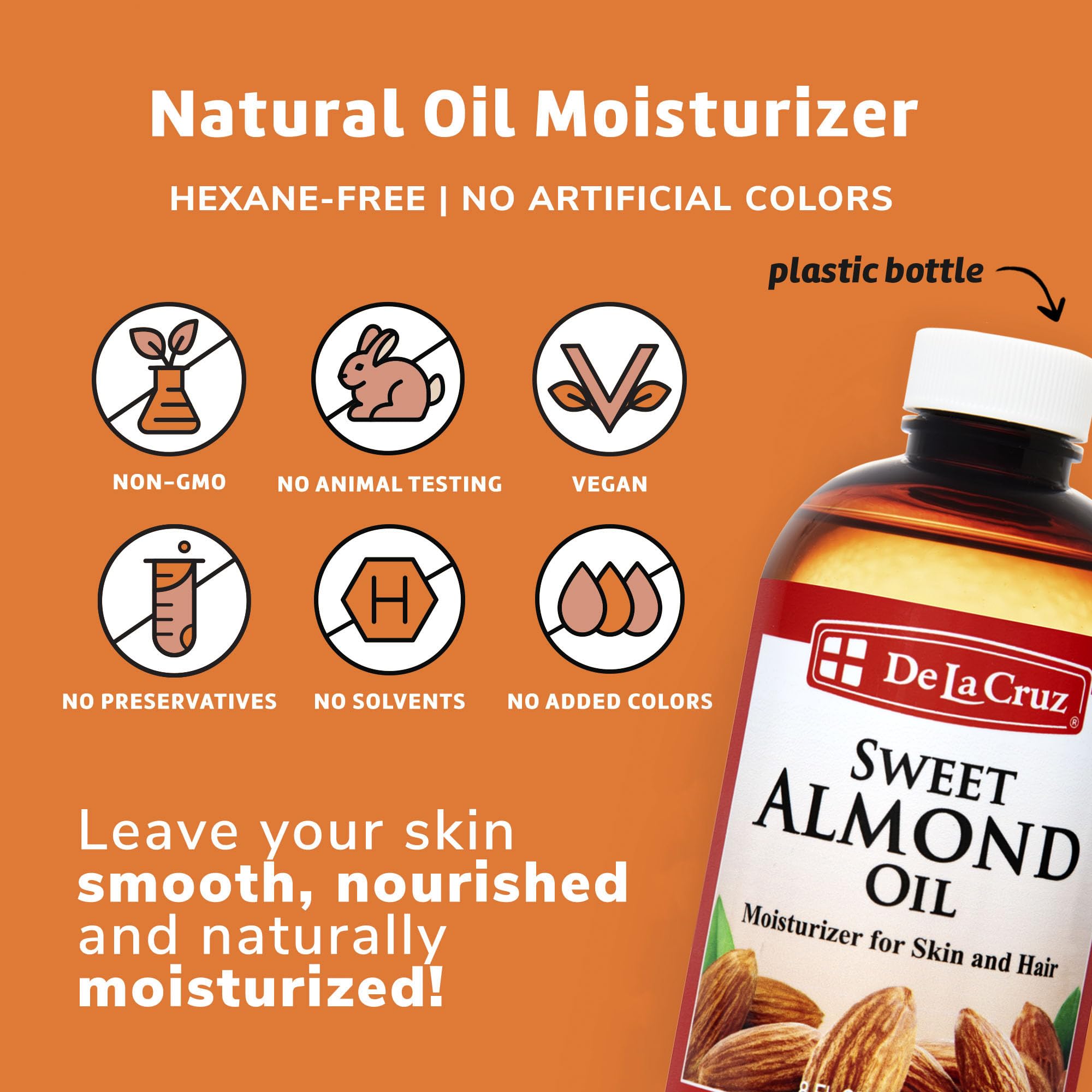 De La Cruz Almond Oil on hair for shine