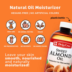 De La Cruz Almond Oil on hair for shine