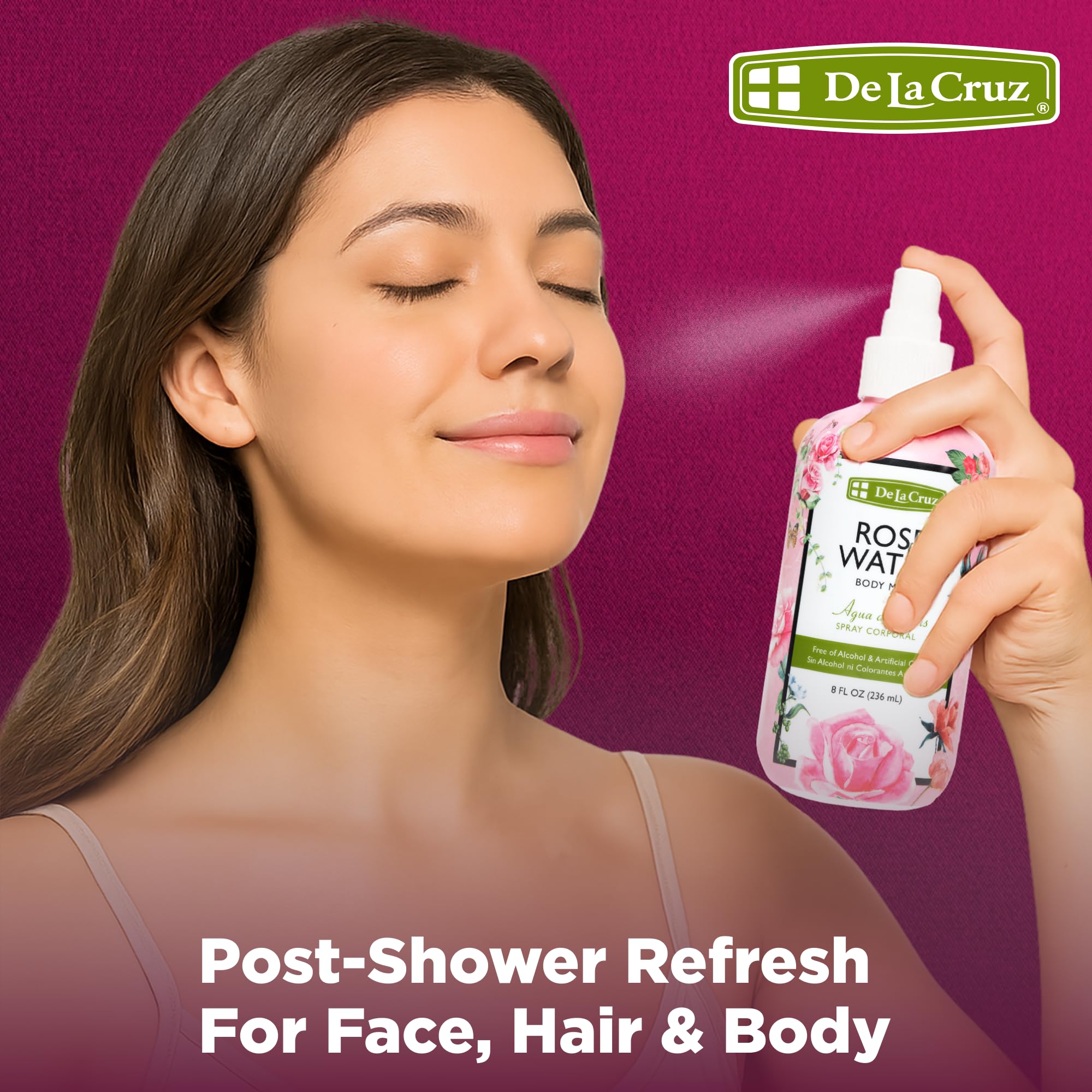 De La Cruz Rose Water for Bath added gentle fragrance and spa-like serenity.