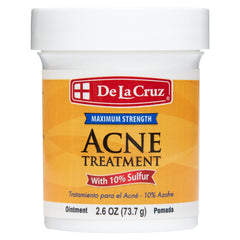 De La Cruz 10% sulfur ointment bottle for clear skin and target spot treatment.