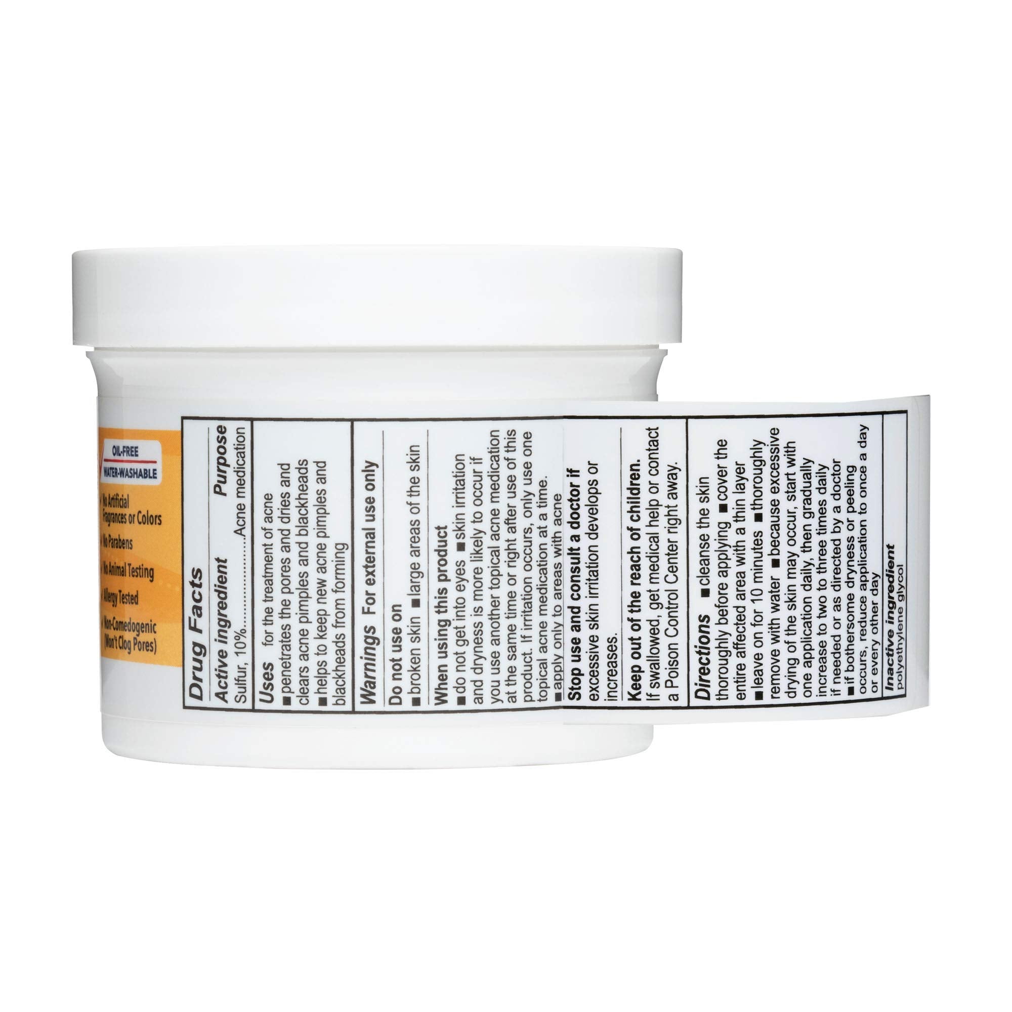Fragrance-free and USA-made label on De La Cruz sulfur ointment packaging.