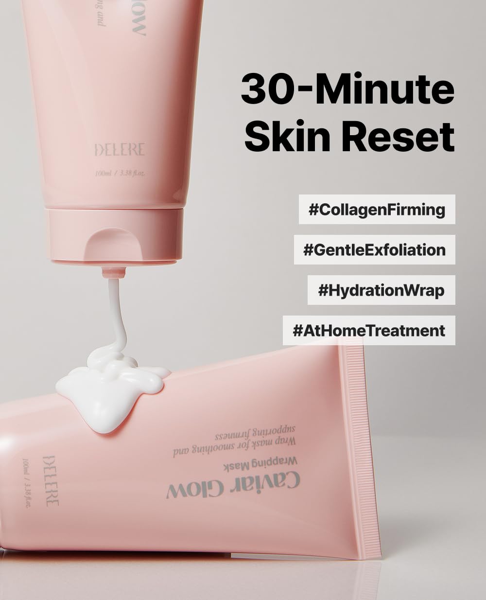 Delere Caviar Glow peel-off in action demonstrates gentle hydration during use.