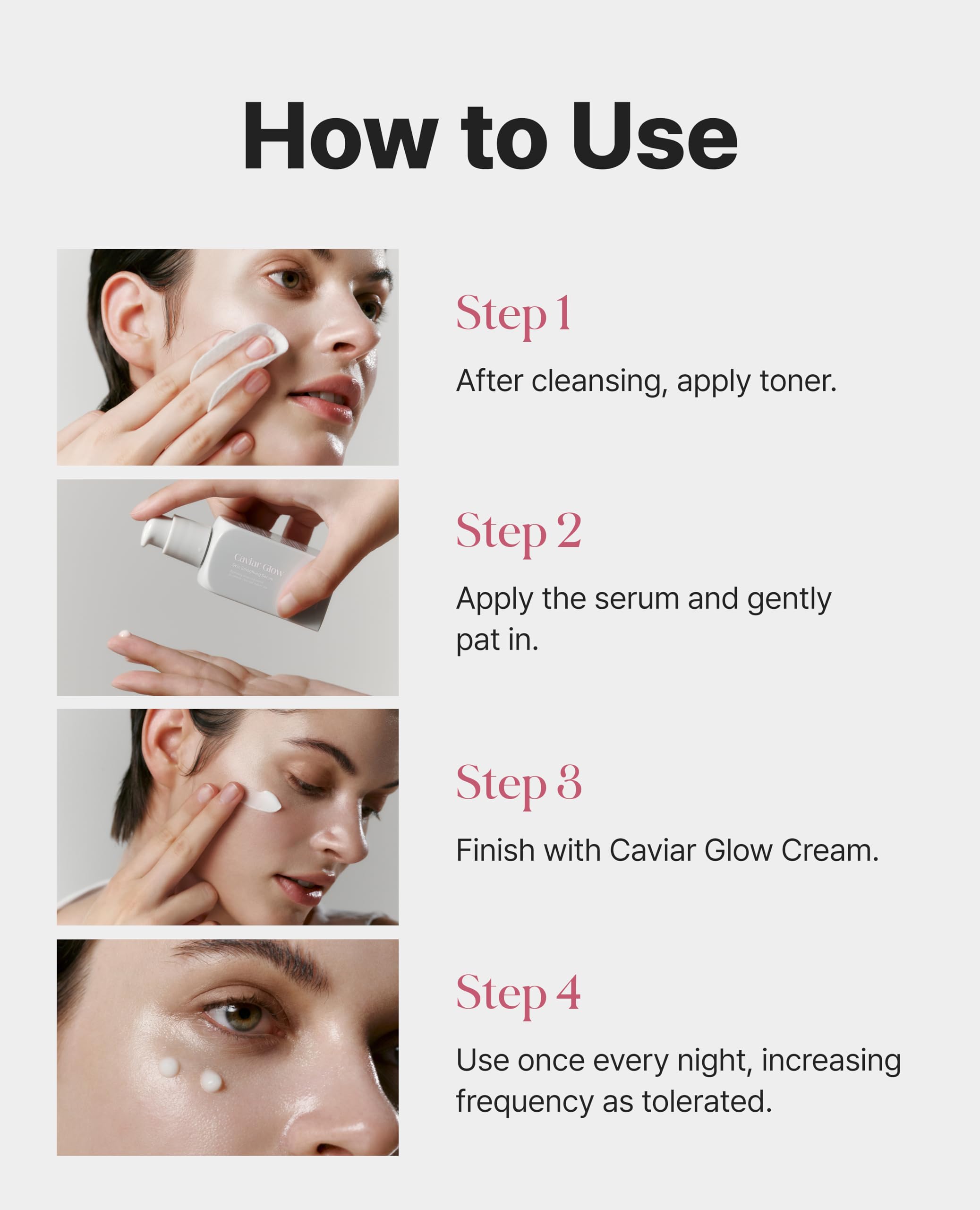 Delere Caviar Glow Serum night ritual setup implies effortless nightly care for glass skin