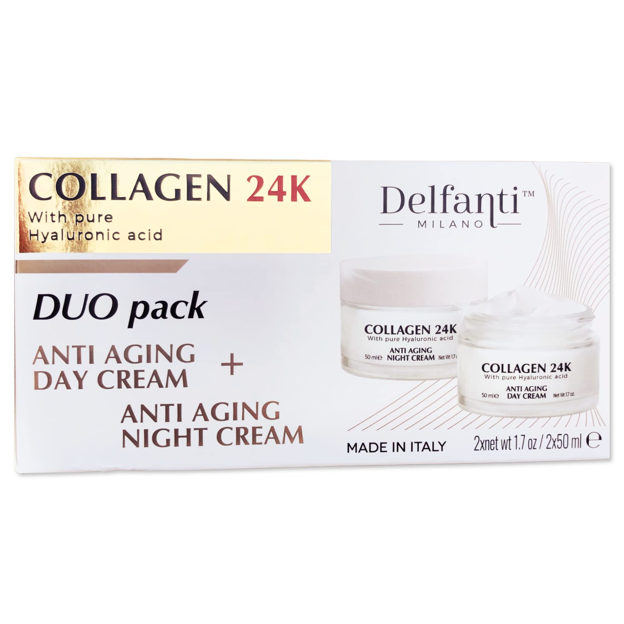 Delfanti Milano Collagen 24K duo pack front view for premium anti-aging routine