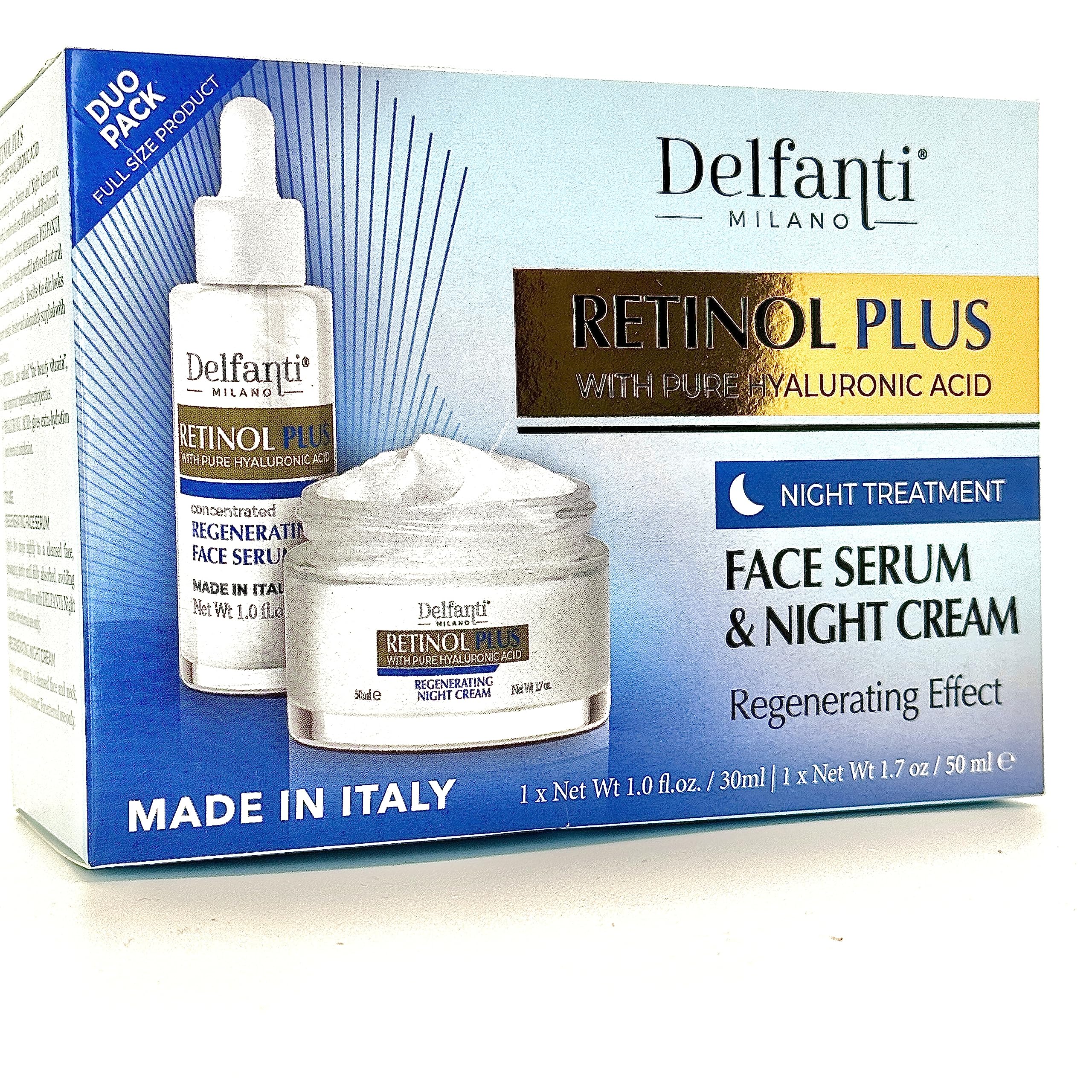 Delfanti Milano Duo Pack outer box highlighting premium Italian skincare.