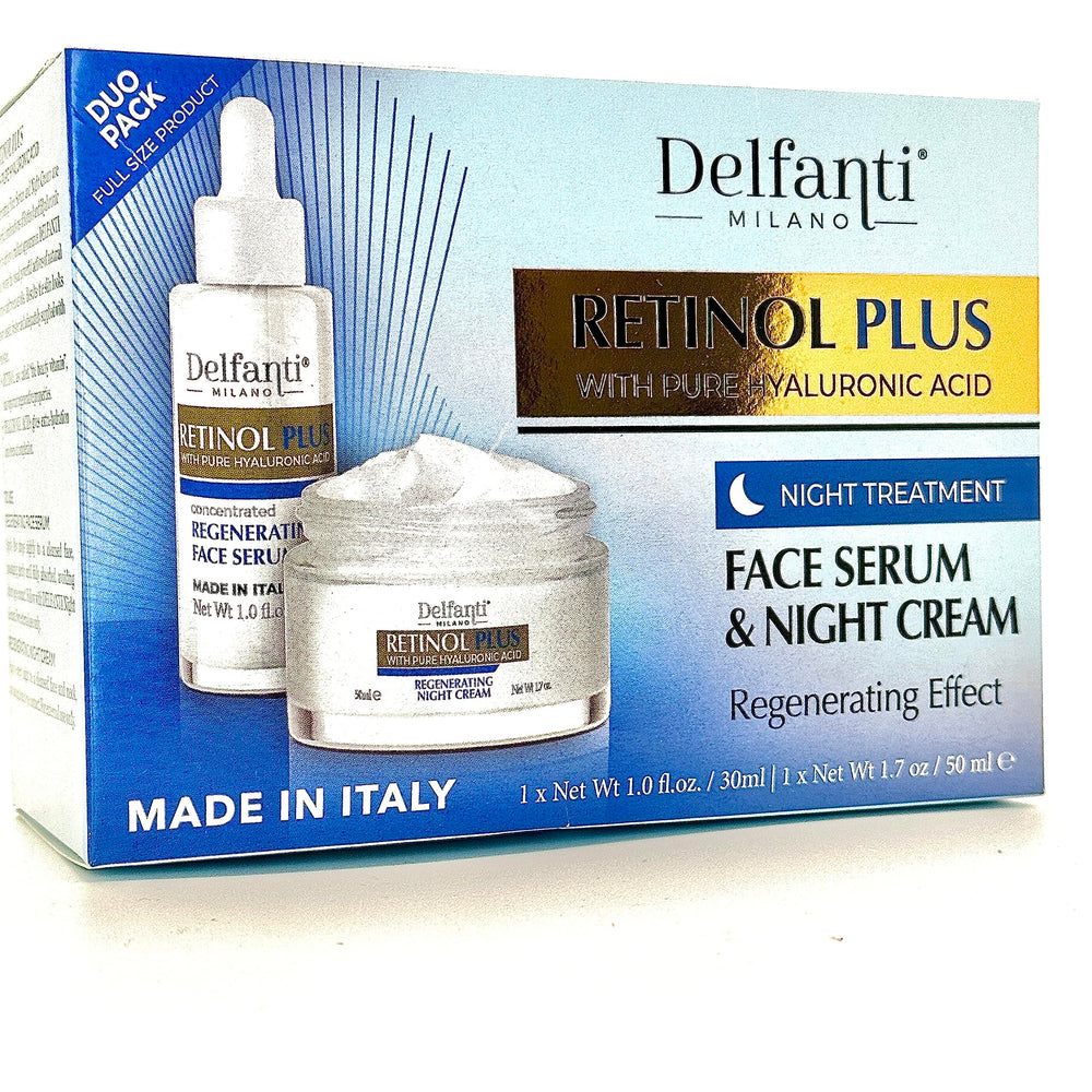 Delfanti Milano Duo Pack outer box highlighting premium Italian skincare.