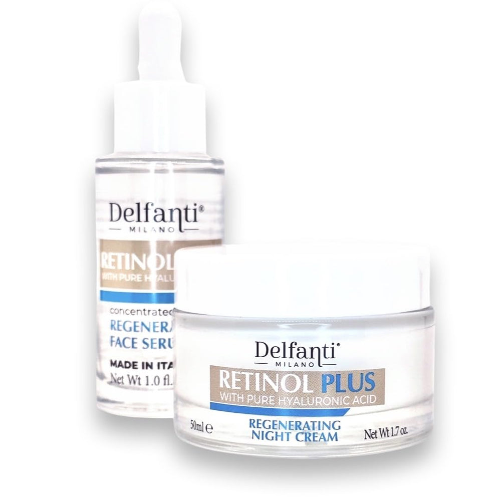 Delfanti Milano Night Cream jar highlighting deep moisture for face and neck.