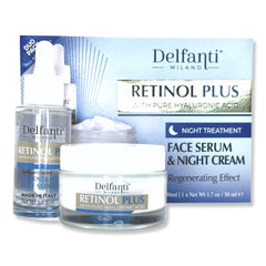 Delfanti Milano Retinol Plus serum bottle for nightly hydration.