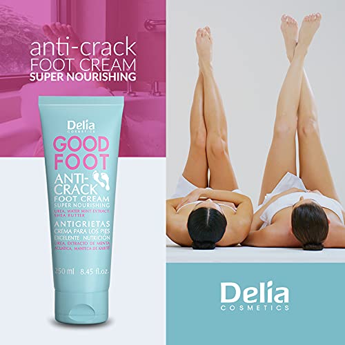 Close-up of the Delia Good Foot Cream texture showing creamy absorption.