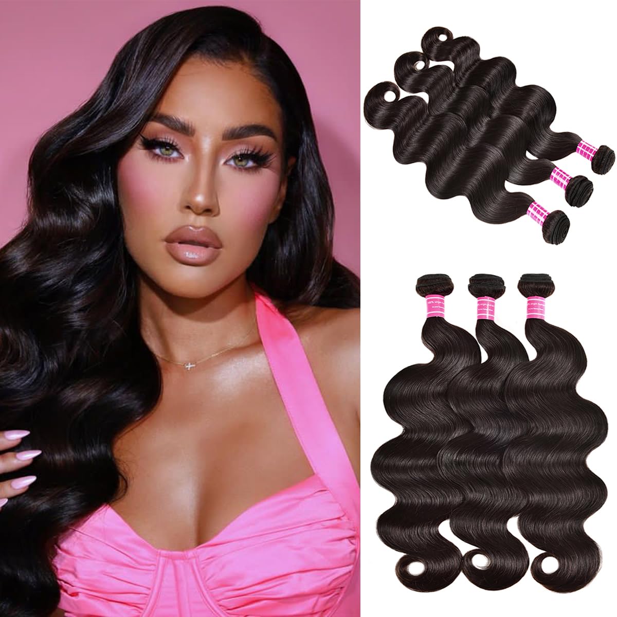 Delizzly Brazilian virgin hair bundle 26-inch natural body wave for seamless blend.