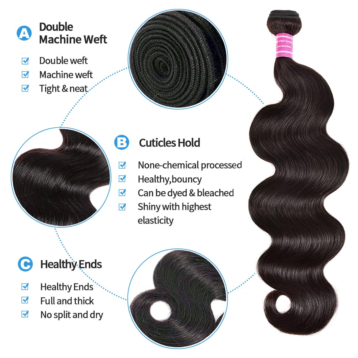 Delizzly Brazilian virgin hair bundle 28-inch smooth volume and shine.