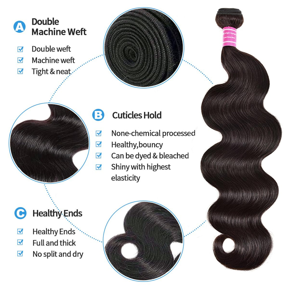 Delizzly Brazilian virgin hair bundle 28-inch smooth volume and shine.