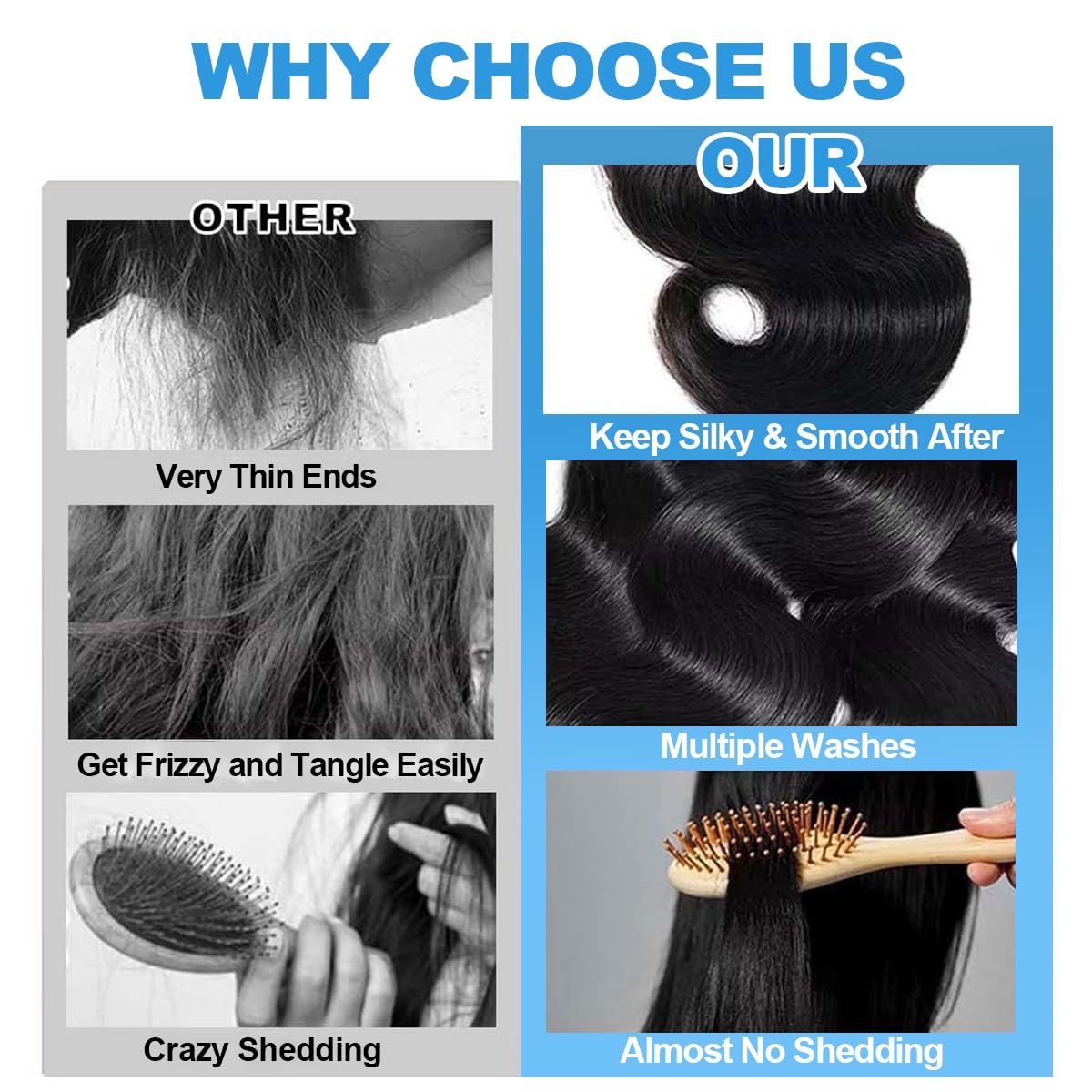 Delizzly hair weave bundles soft texture and easy styling.