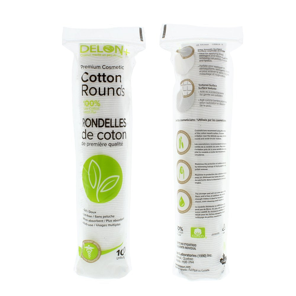 Delon cotton rounds close-up shows plush, absorbent cotton fibers.