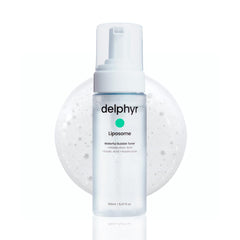 Delphyr Liposome Waterful Bubble Serum bottle closeup showing hydrating bubbles for plump, refreshed skin
