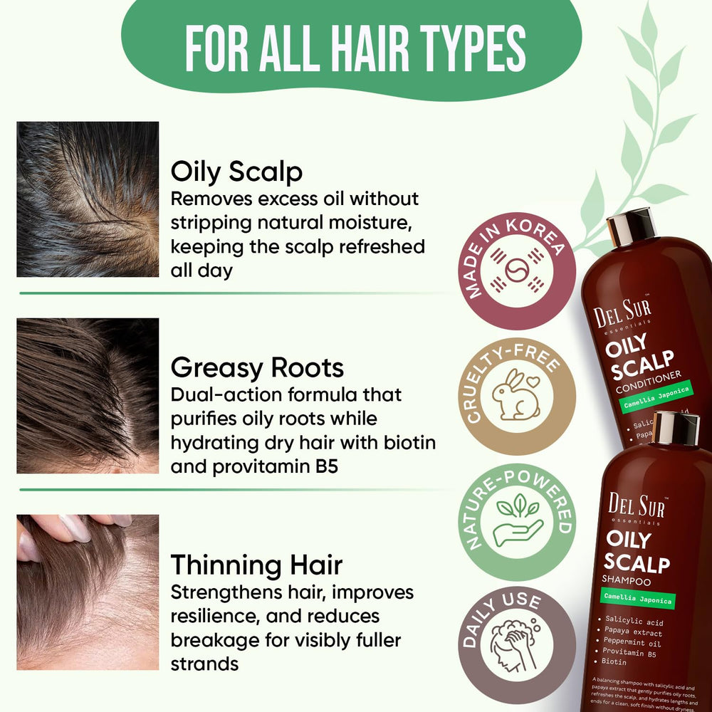 DEL SUR Clarifying Conditioner bottle pour illustrates hydrating mid-lengths without heaviness.