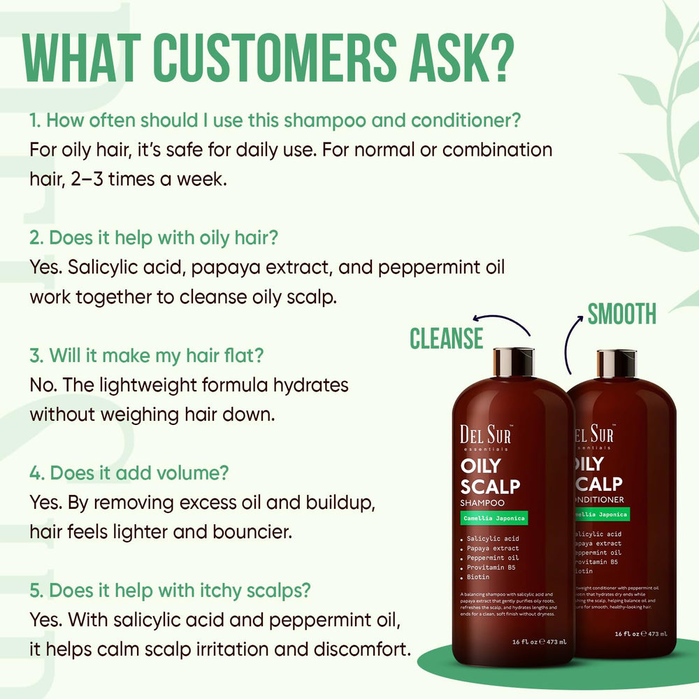DEL SUR Shampoo and Conditioner set packshot showcases complete oily scalp solution.