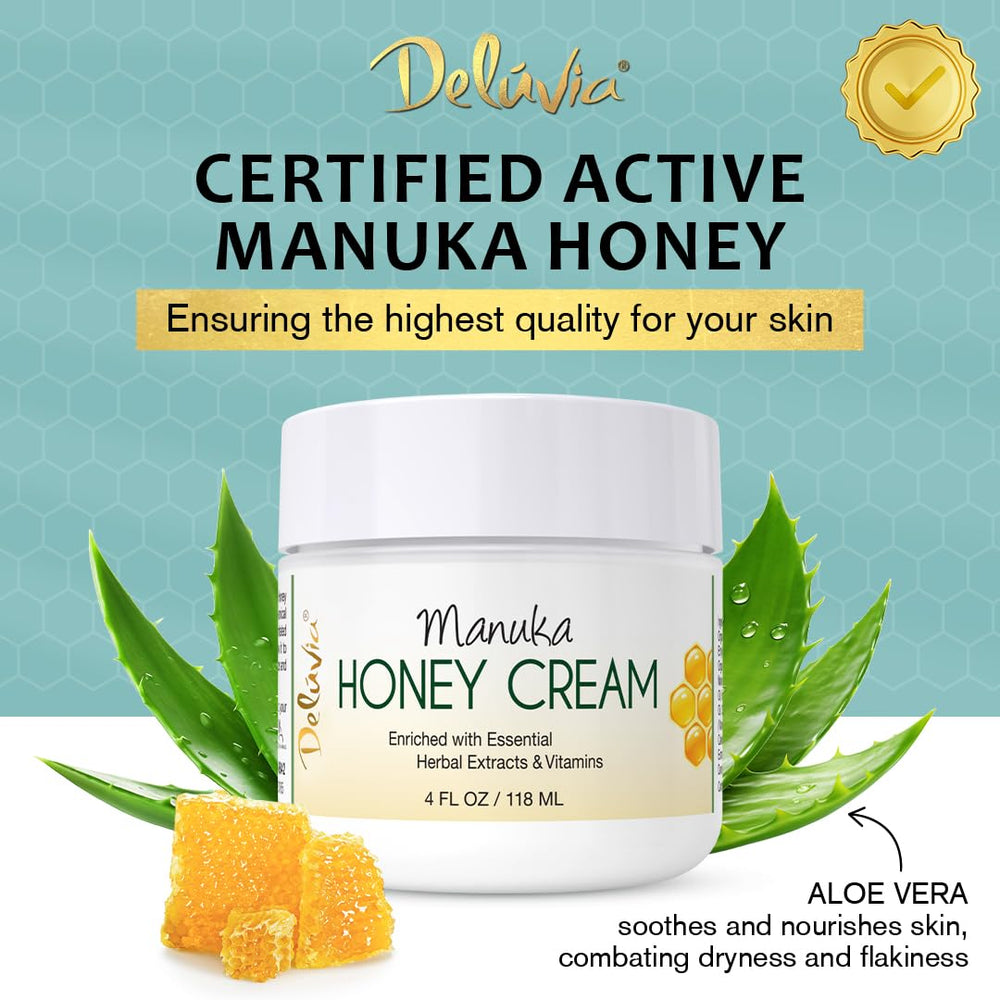 Deluvia Manuka Honey Cream applying on forearm for daily use.