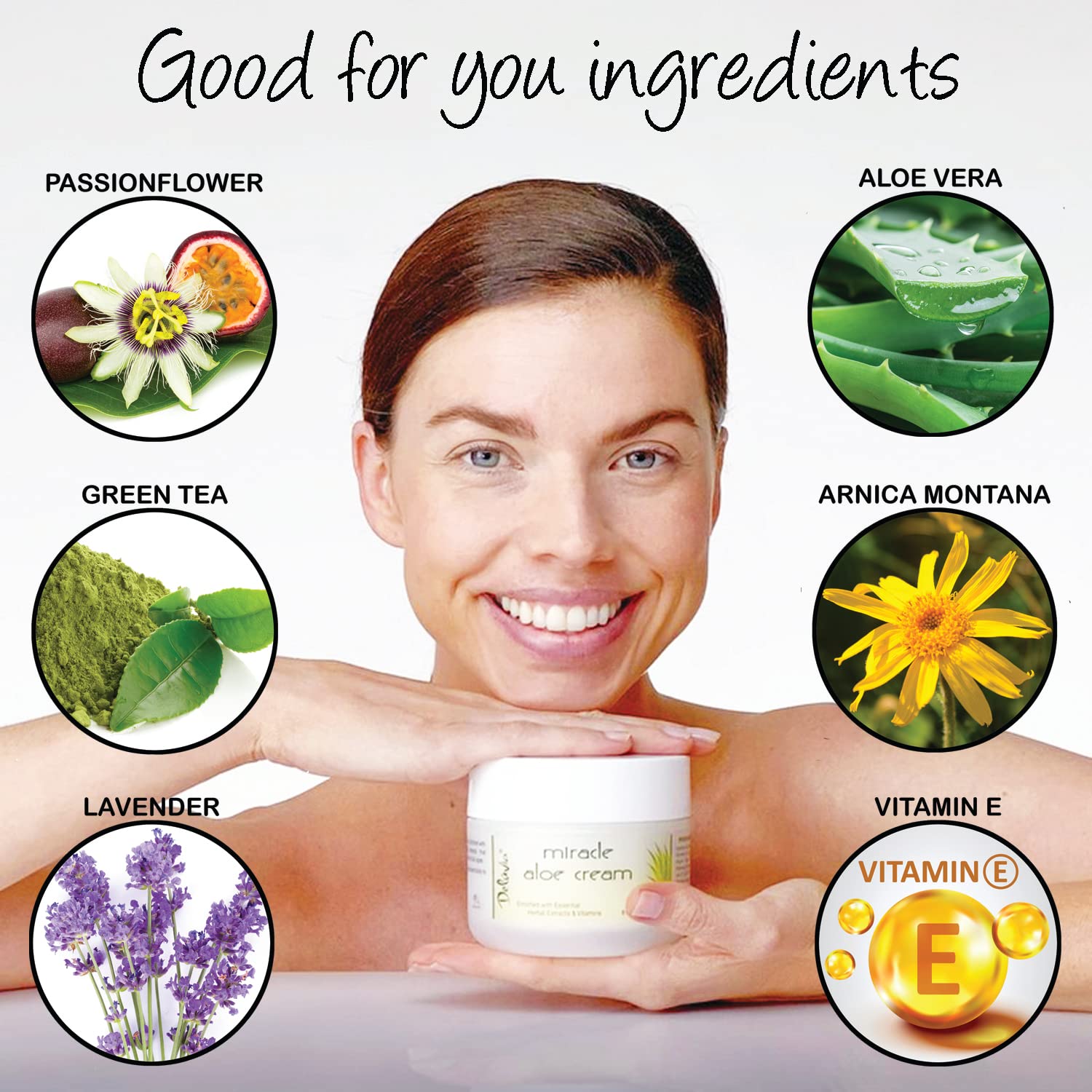 DELÚVIA Miracle Aloe Cream with vitamin E for sensitive skin care.