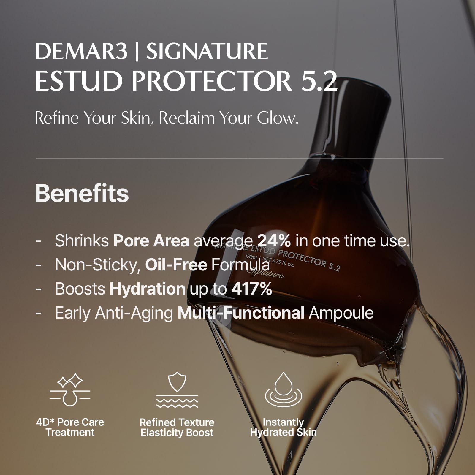 DEMAR 3 Signature ESTUD Protector application routine shot for a quick skincare boost.