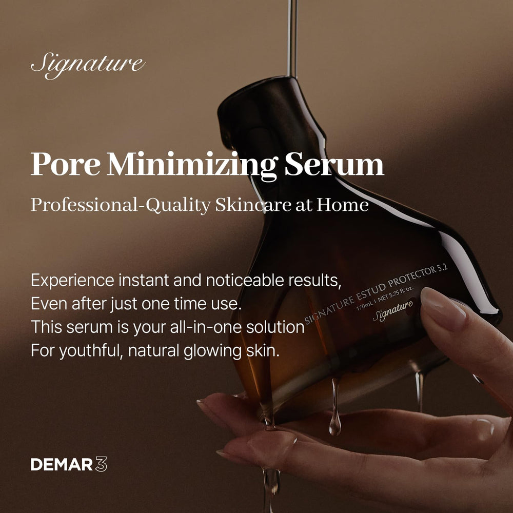 DEMAR 3 Signature ESTUD Protector serum texture closeup shows a lightweight, smooth finish.