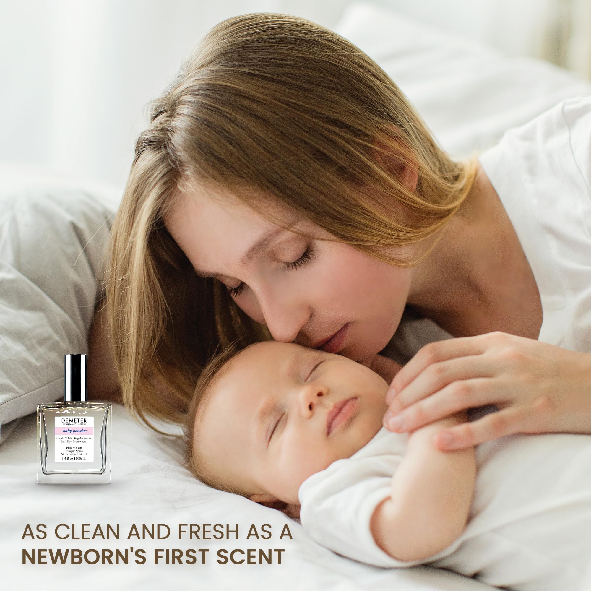 Demeter Baby Powder Cologne Spray cap off ready for on-the-go touchups.