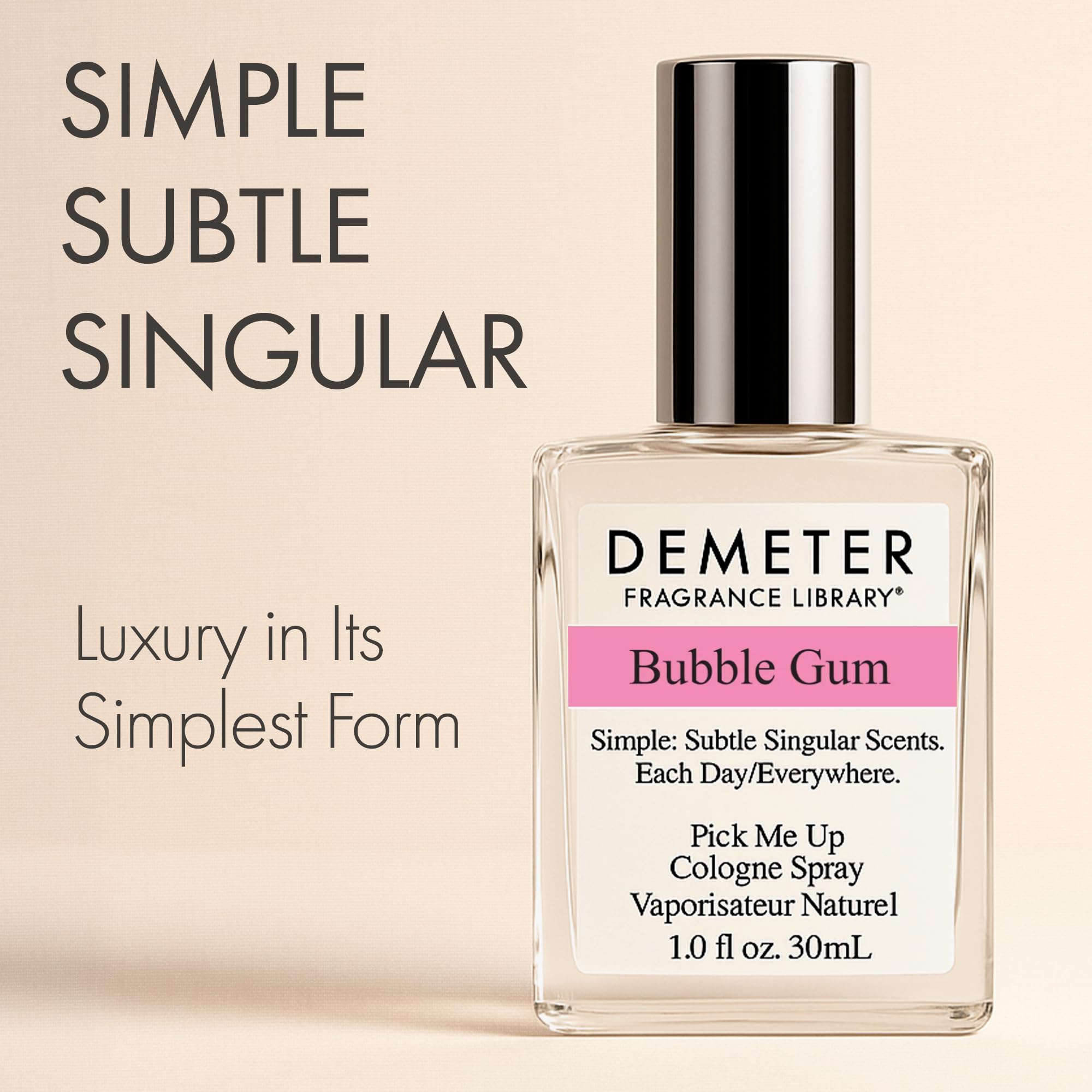 Demeter Bubble Gum perfume bottle close-up, highlighting sweet notes and lasting appeal