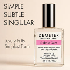 Demeter Bubble Gum perfume bottle close-up, highlighting sweet notes and lasting appeal