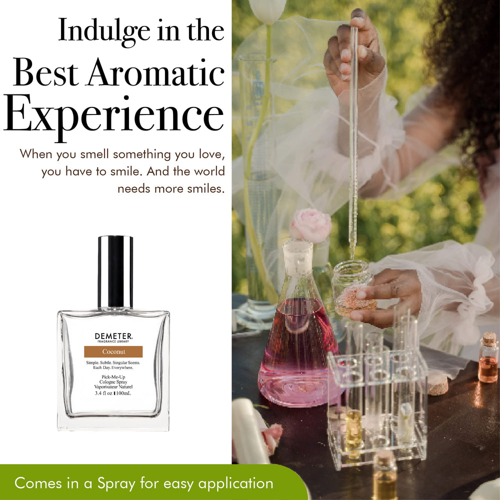 DEMETER coconut bottle under soft light evokes coconut memories for daily use.