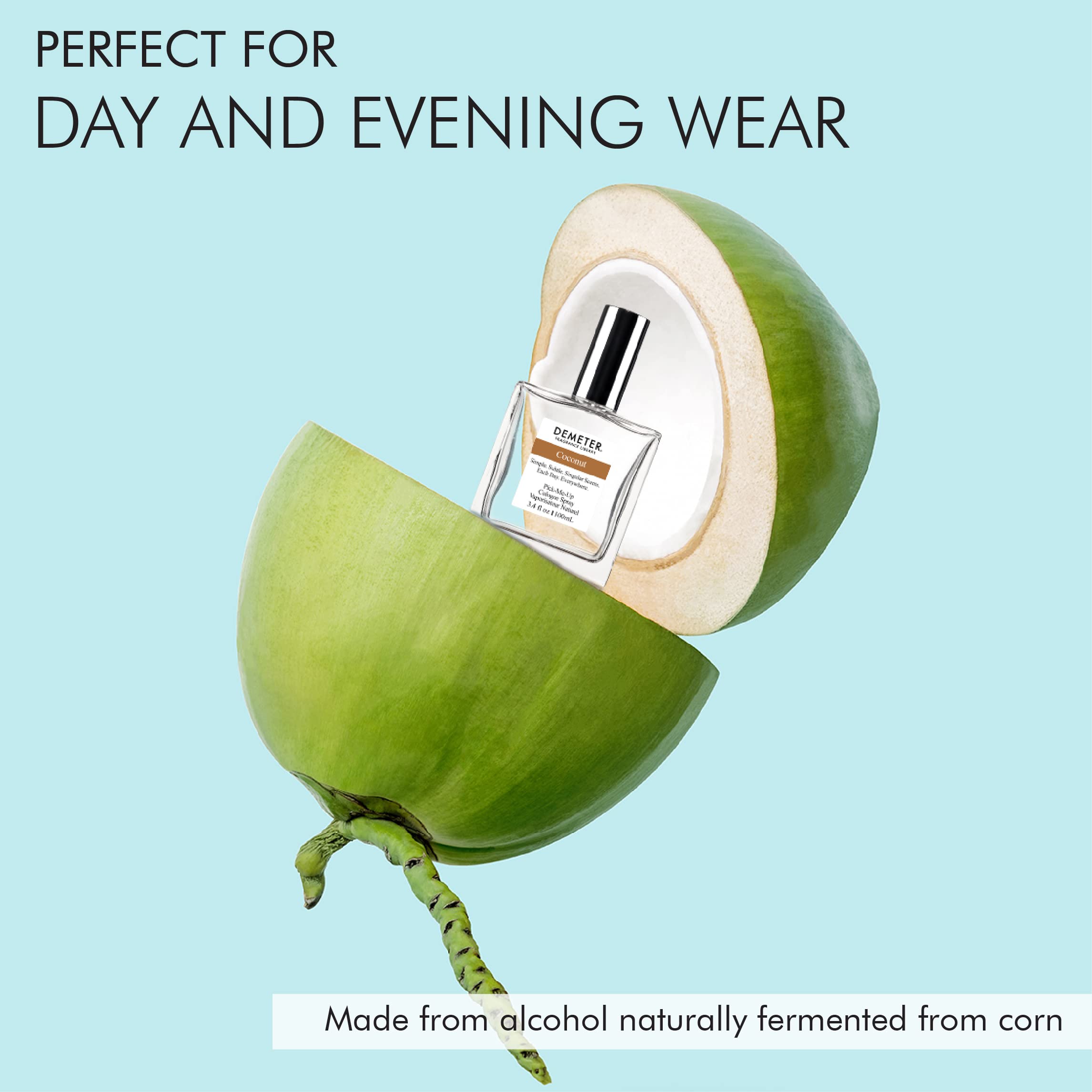 DEMETER coconut fragrance bottle showcases handcrafted American craftsmanship.