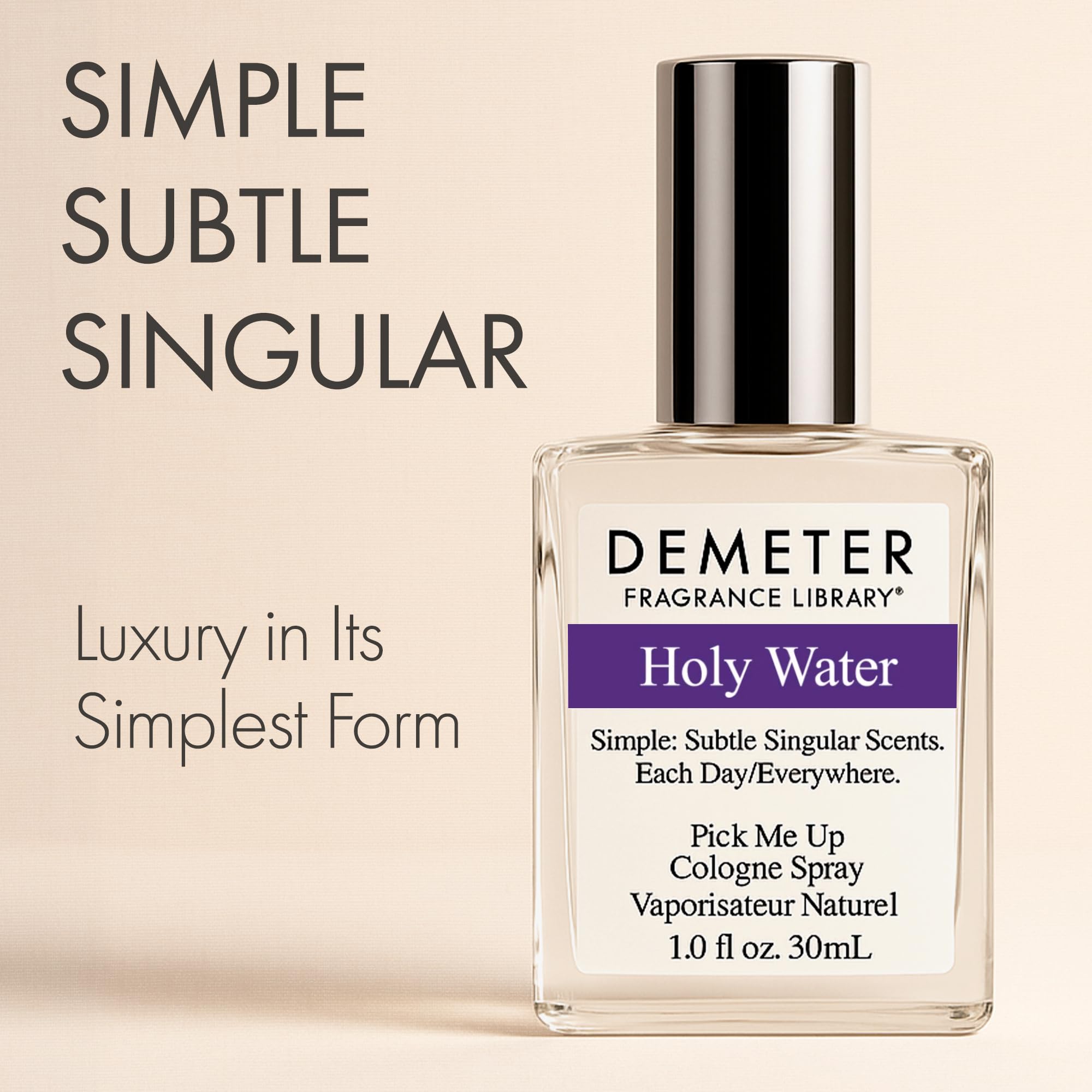 DEMETER Holy Water cap and label, premium clean formula travel-friendly.