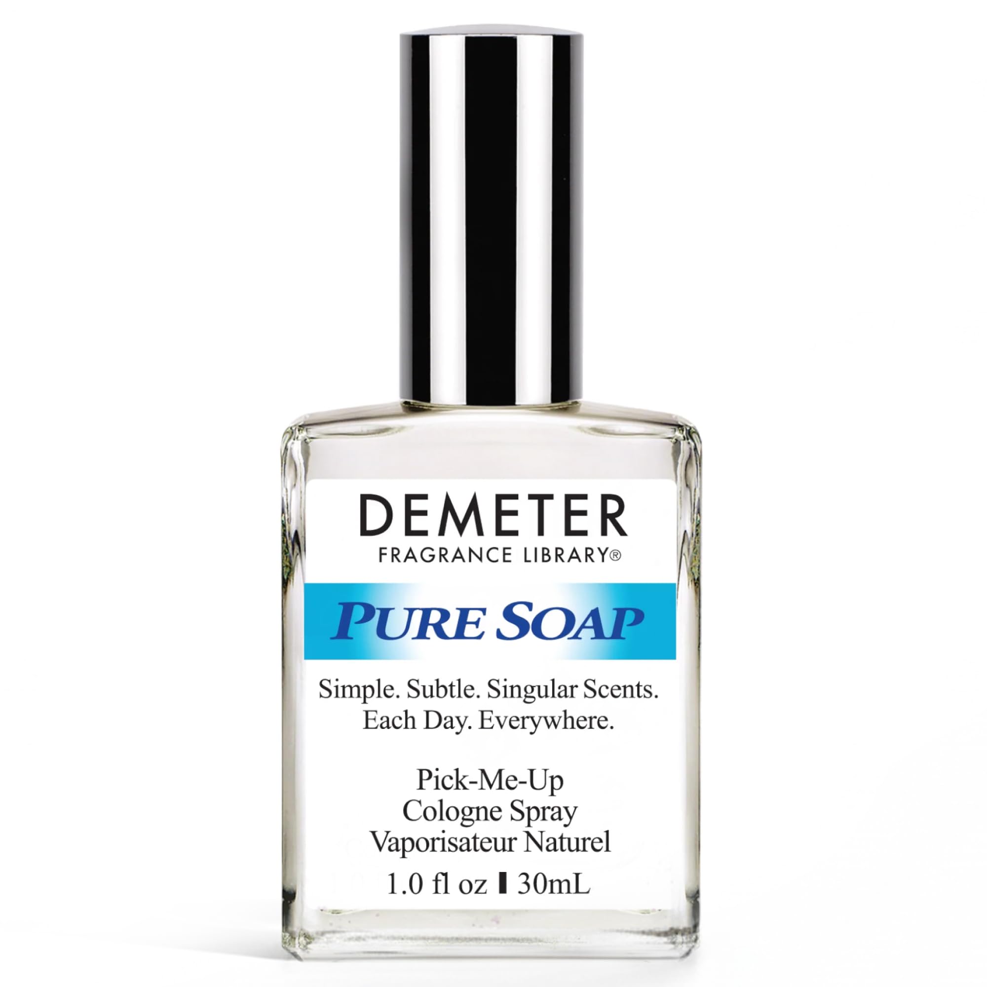 DEMETER Natural Perfume Spray bottle with Pure Soap scent for everyday freshness.