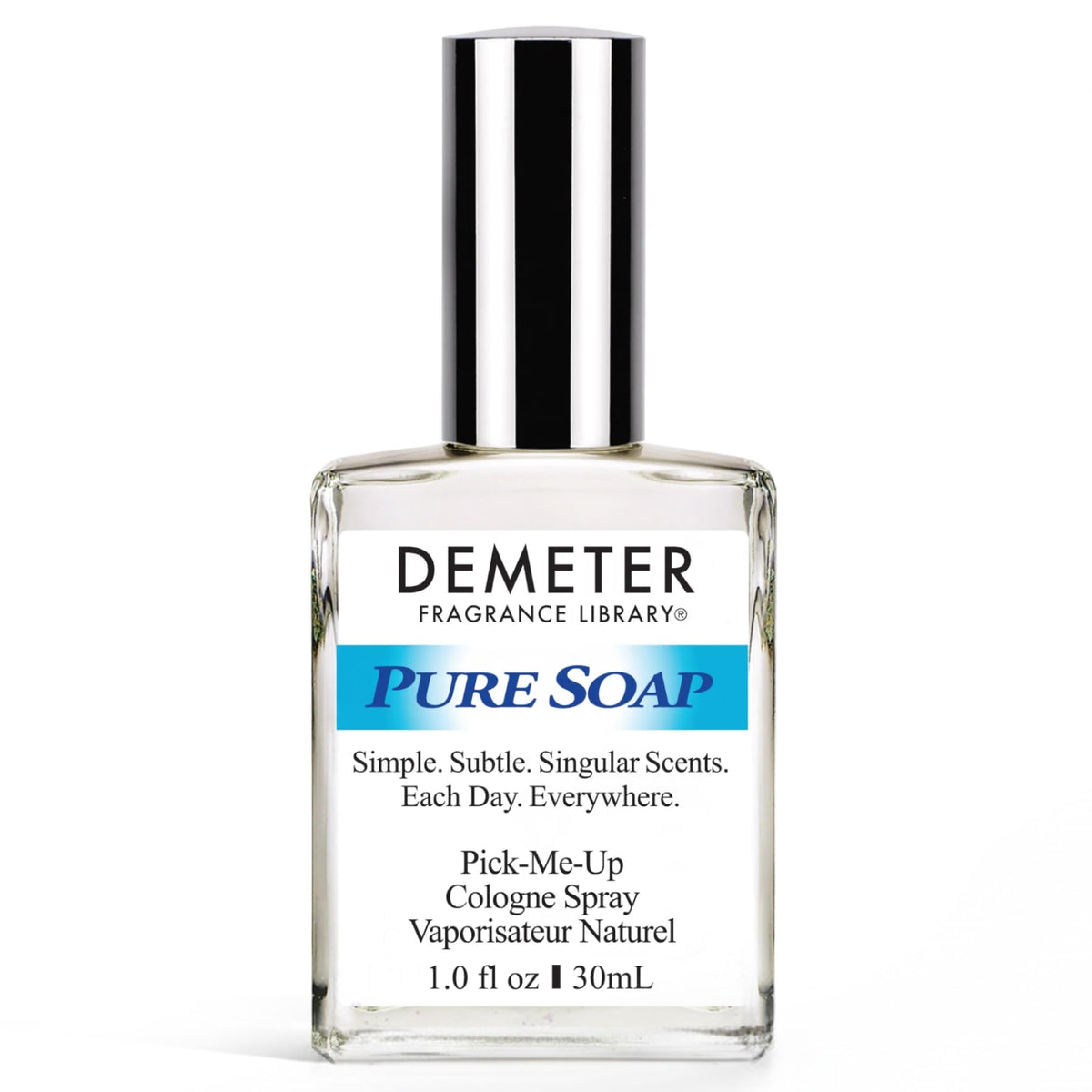 DEMETER Natural Perfume Spray bottle with Pure Soap scent for everyday freshness.