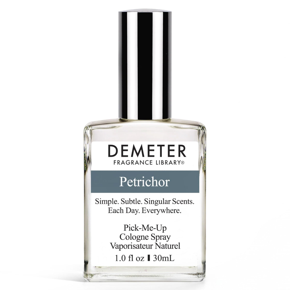 Demeter Petrichor bottle front showing an earthy rain scent for daily wear