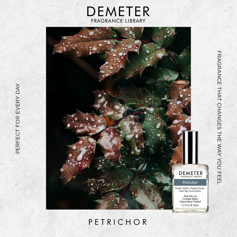 Demeter Petrichor spray release captured during application for instant freshness