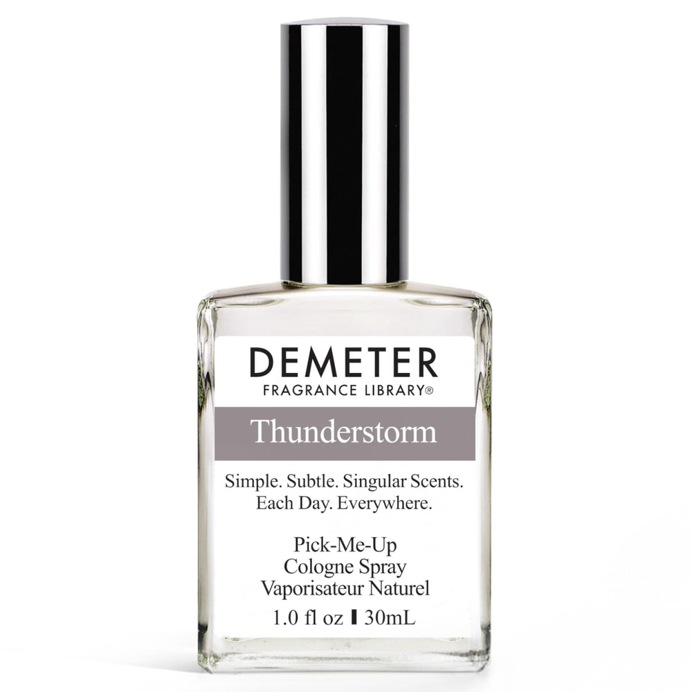 DEMETER Thunderstorm bottle front view showing a portable fragrance for on the go