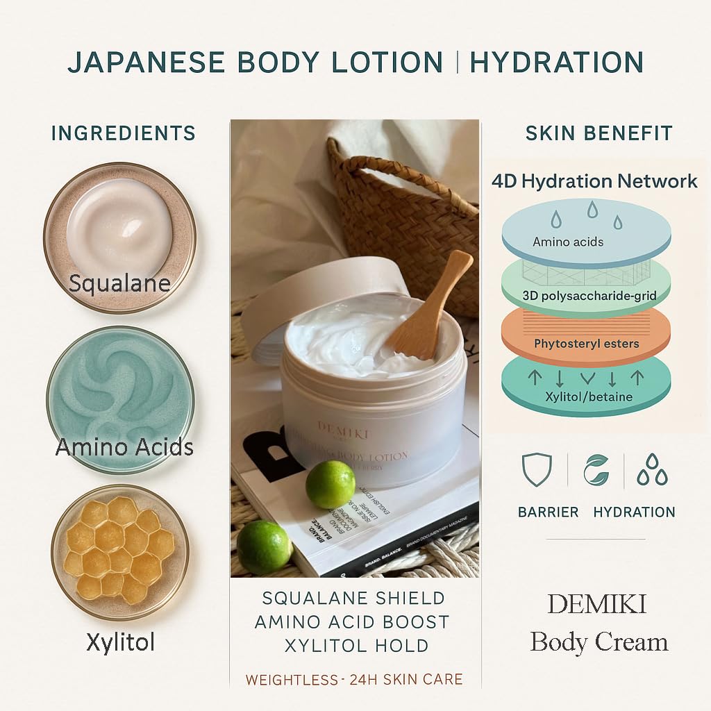 DEMIKI body lotion with amino acids supporting skin resilience