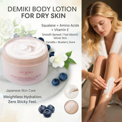 DEMIKI body lotion with perfume fragrance layer for a spa-like scent