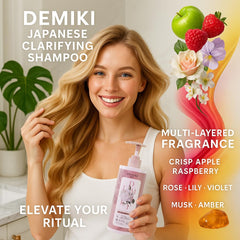 DEMIKI clarifying formula lather promotes oil control and residue removal.