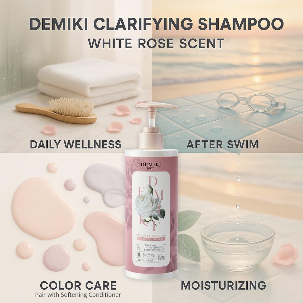 DEMIKI daily-after-swim care supports clean, balanced hair.