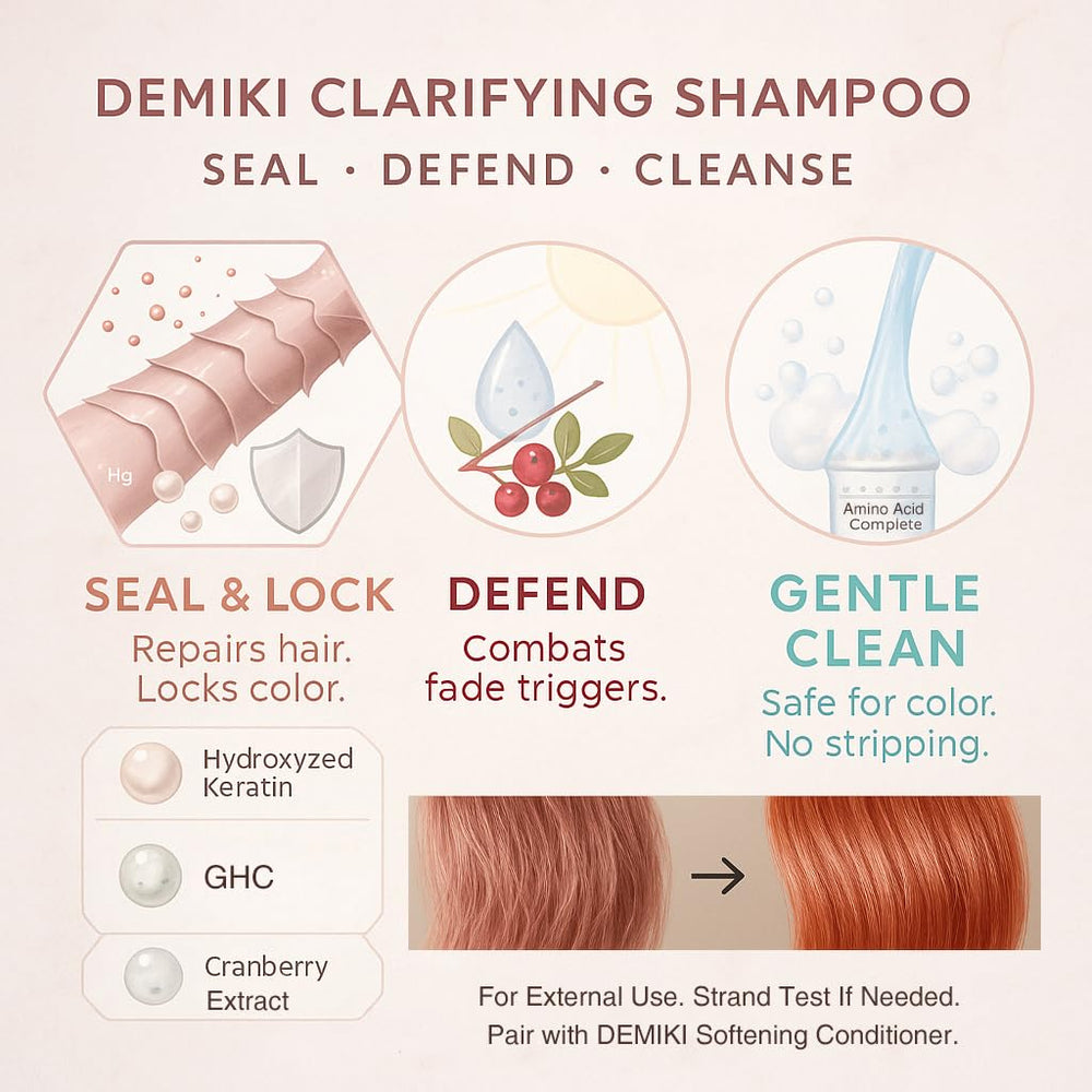 DEMIKI volume-boost shampoo creates fuller-looking hair.