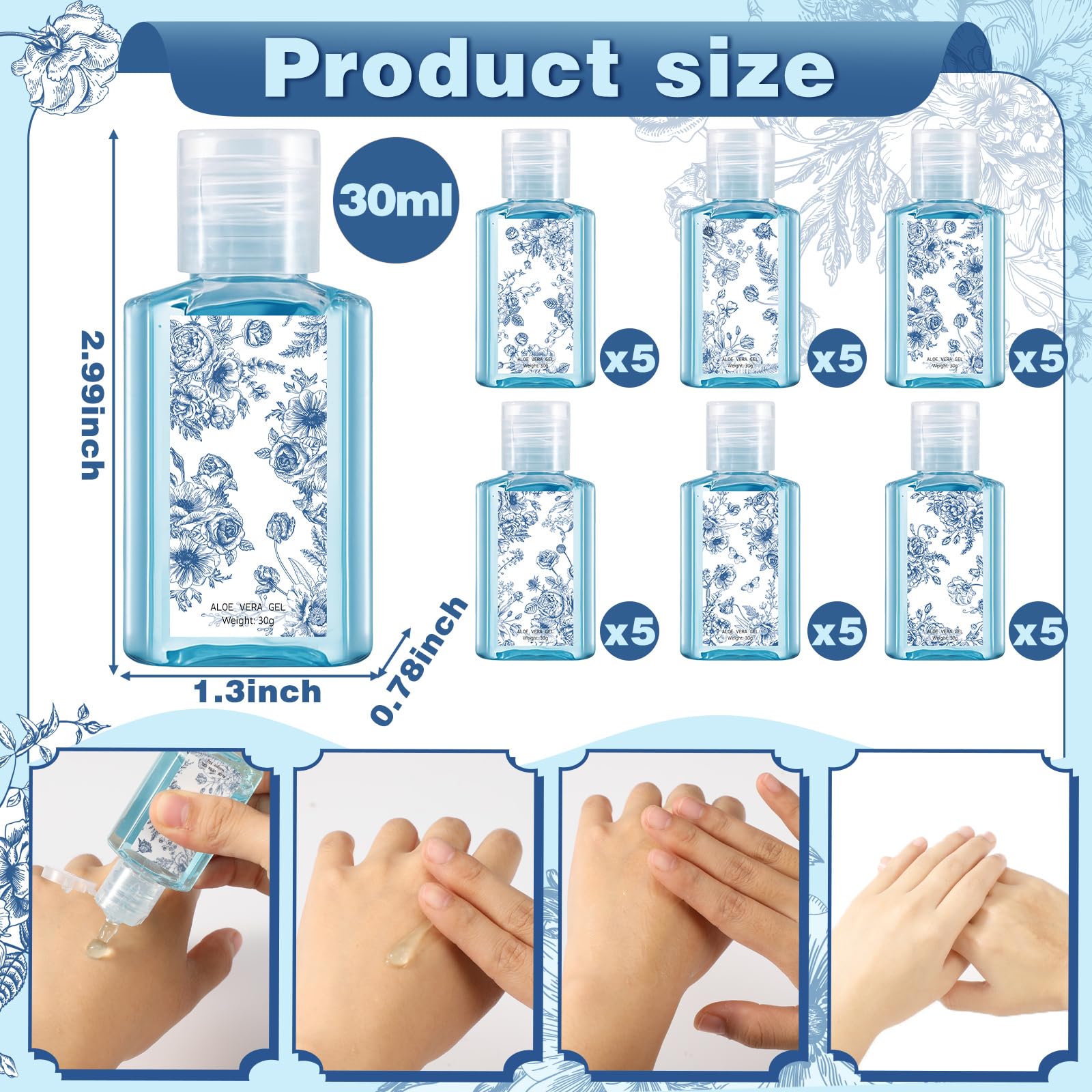 Demissle 30-pcs bulk aloe vera gel bottles ideal for bridal showers and thank-you gifts
